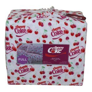Cherry Coke Velvet Plush 4-Piece Sheet Set Full Double Super Soft Fit To 17"